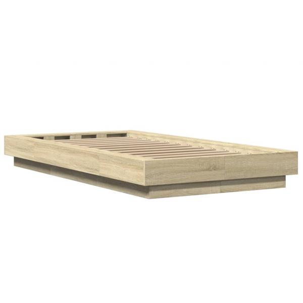 Bettgestell mit LED Sonoma-Eiche 90x190 cm Holzwerkstoff