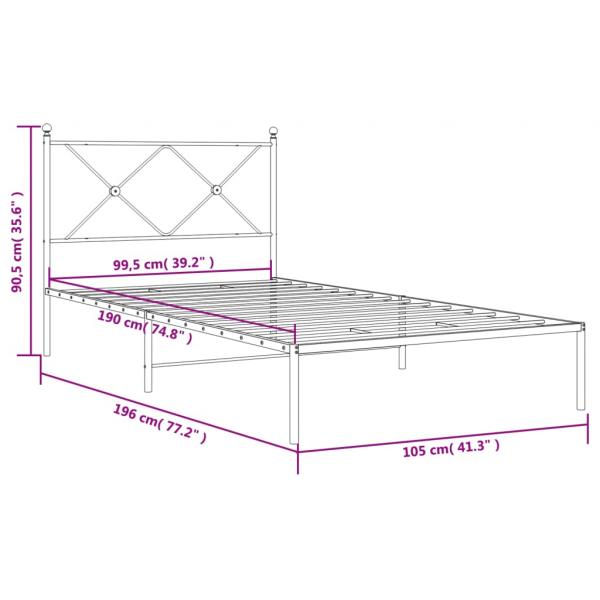 Bettgestell mit Kopfteil Metall Weiß 100x190 cm