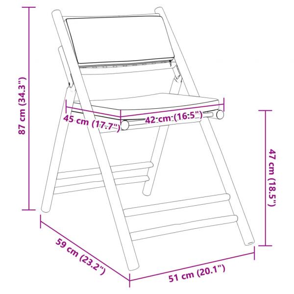 3-tlg. Bistro-Set Klappbar mit Dunkelgrauen Kissen Bambus