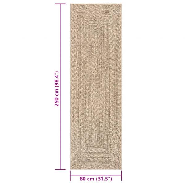 Teppich ZIZUR 80x250 cm Jute-Optik Indoor und Outdoor