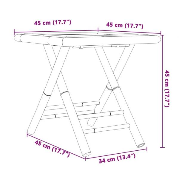 3-tlg. Bistro-Set Klappbar mit Dunkelgrauen Kissen Bambus