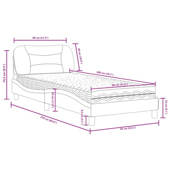 Bett mit Matratze Weiß 80x200 cm Kunstleder