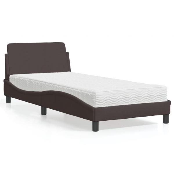 ARDEBO.de - Bett mit Matratze Dunkelbraun 90x200 cm Stoff