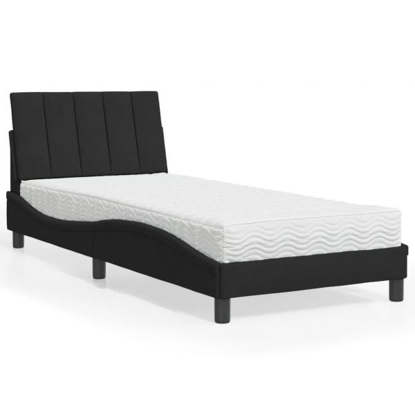 ARDEBO.de - Bett mit Matratze Schwarz 80x200 cm Samt