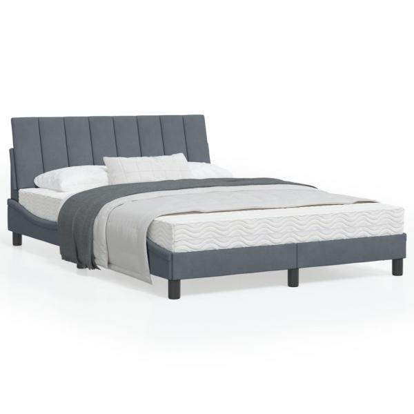 ARDEBO.de - Bett mit Matratze Dunkelgrau 120x200 cm Samt