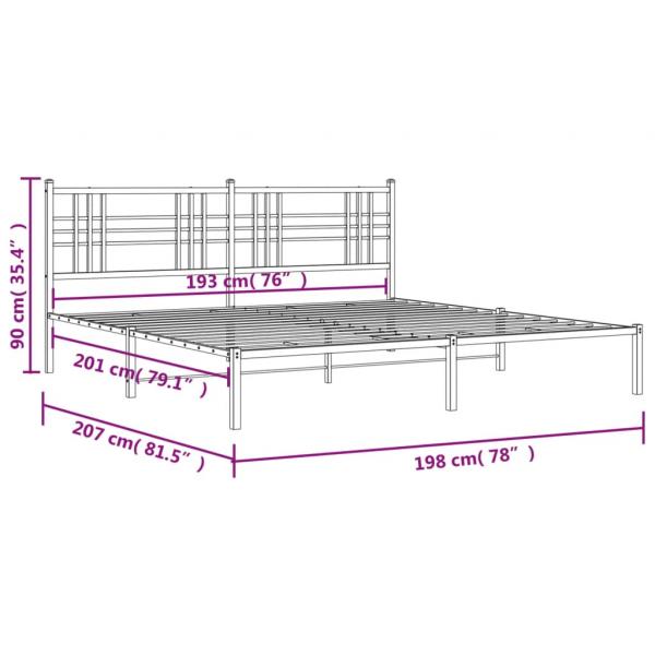 Bettgestell mit Kopfteil Metall Schwarz 193x203 cm