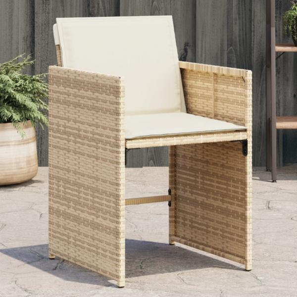 ARDEBO.de - Gartenstühle mit Kissen 4 Stk. Beige Poly Rattan