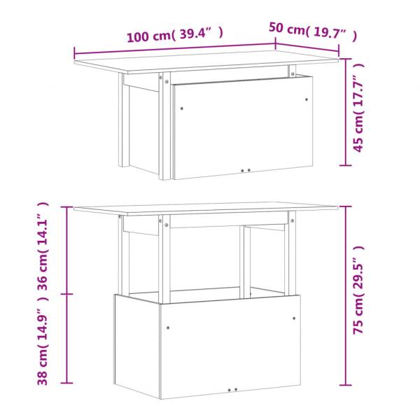 Gartentisch Wachsbraun 100x50x75 cm Massivholz Kiefer