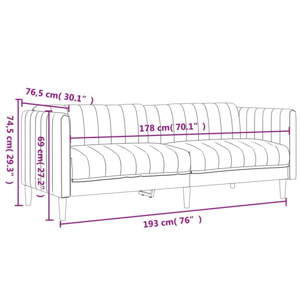 Sofa 3-Sitzer Taupe Stoff