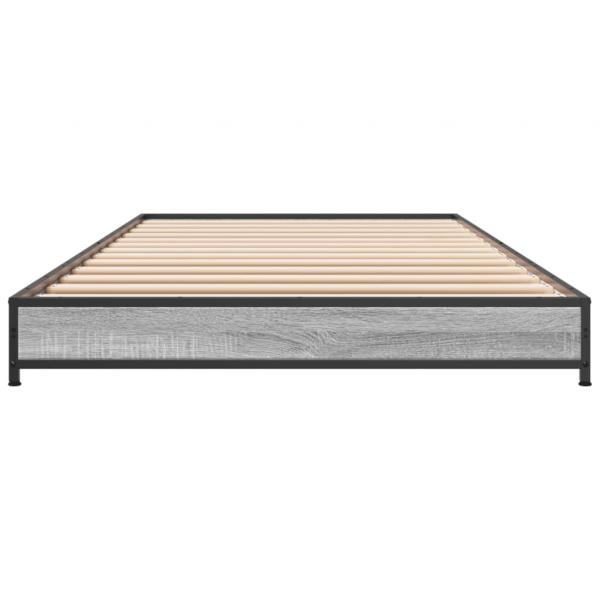 Bettgestell Grau Sonoma 75x190 cm Holzwerkstoff und Metall