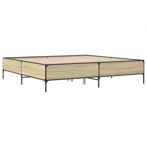 Bettgestell Sonoma-Eiche 180x200 cm Holzwerkstoff und Metall