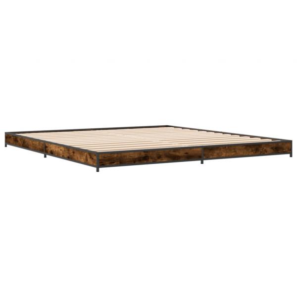 Bettgestell Räuchereiche 200x200 cm Holzwerkstoff und Metall