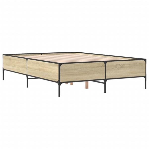 Bettgestell Sonoma-Eiche 120x190 cm Holzwerkstoff und Metall