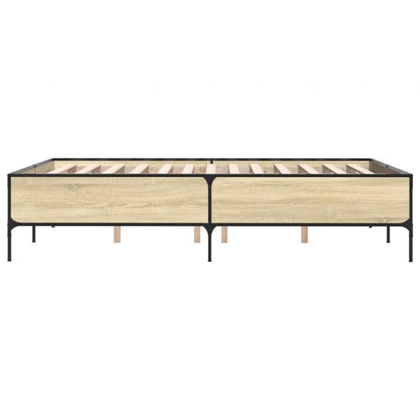 Bettgestell Sonoma-Eiche 120x190 cm Holzwerkstoff und Metall