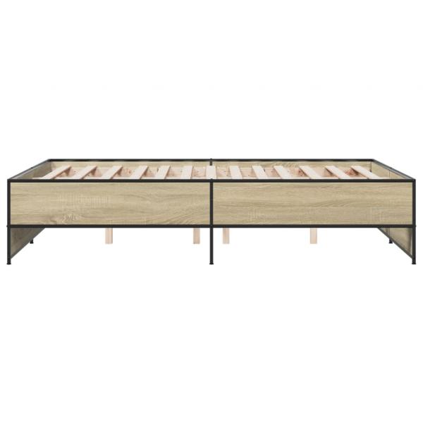 Bettgestell Sonoma-Eiche 120x200 cm Holzwerkstoff und Metall