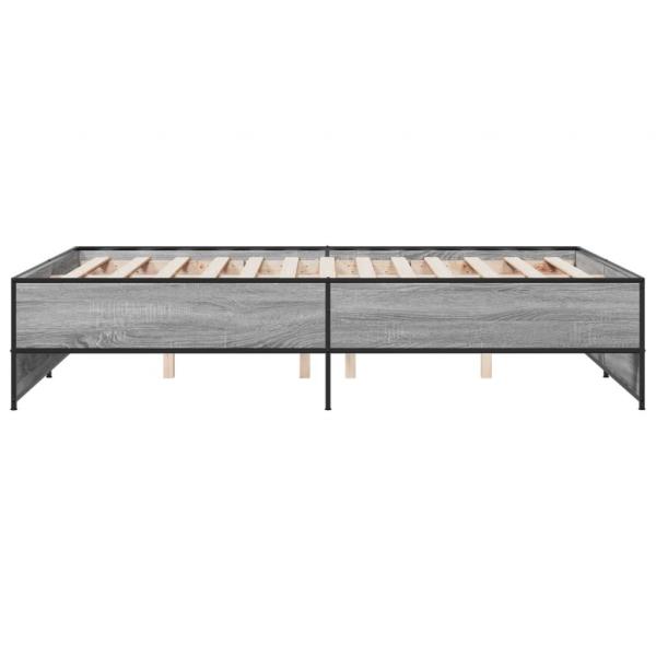 Bettgestell Grau Sonoma 140x190 cm Holzwerkstoff und Metall