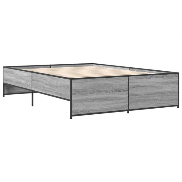 Bettgestell Grau Sonoma 140x190 cm Holzwerkstoff und Metall