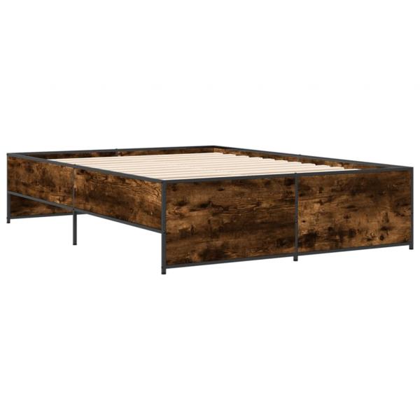 Bettgestell Räuchereiche 120x190 cm Holzwerkstoff und Metall