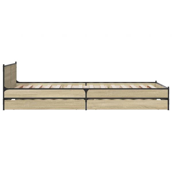 Bettgestell mit Schubladen Sonoma-Eiche 100x200cm Holzwerkstoff