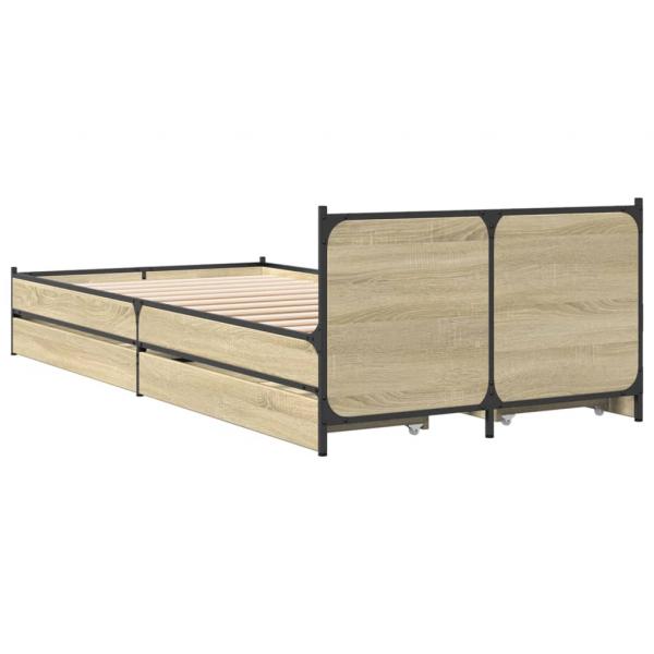 Bettgestell mit Schubladen Sonoma-Eiche 100x200cm Holzwerkstoff