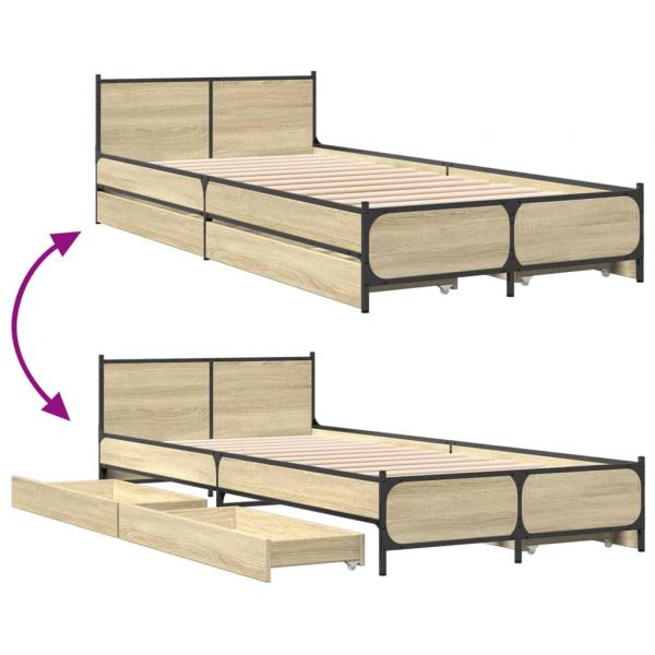 Bettgestell mit Schubladen Sonoma-Eiche 100x200cm Holzwerkstoff