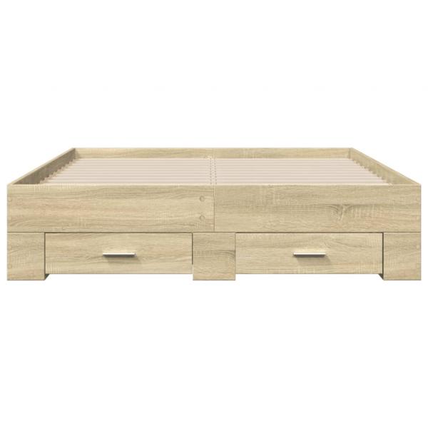 Bettgestell mit Schubladen Sonoma-Eiche 140x190cm Holzwerkstoff