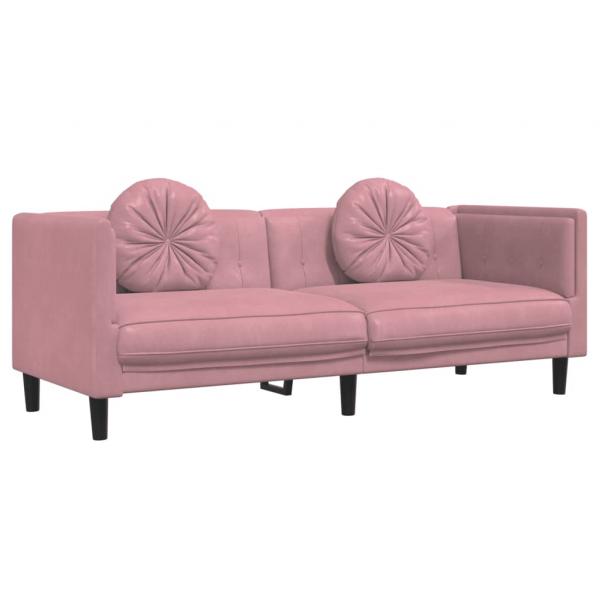 Sofa mit Kissen 3-Sitzer Rosa Samt