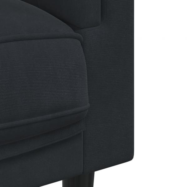 Sofa mit Kissen 3-Sitzer Schwarz Samt