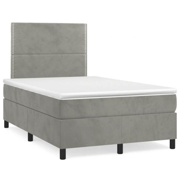 ARDEBO.de - Boxspringbett mit Matratze Hellgrau 120x190 cm Samt