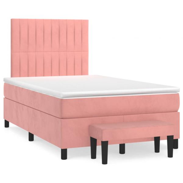 ARDEBO.de - Boxspringbett mit Matratze Rosa 120x190 cm Samt