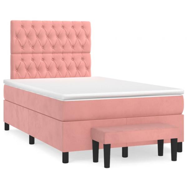 ARDEBO.de - Boxspringbett mit Matratze Rosa 120x190 cm Samt