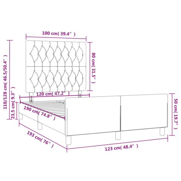 Bettgestell mit Kopfteil Schwarz 120x190 cm Stoff