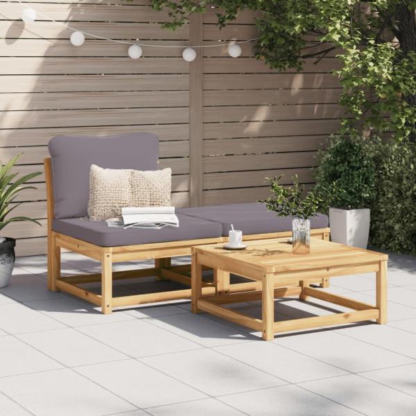 ARDEBO.de - 3-tlg. Garten-Lounge-Set mit Kissen Massivholz Akazie