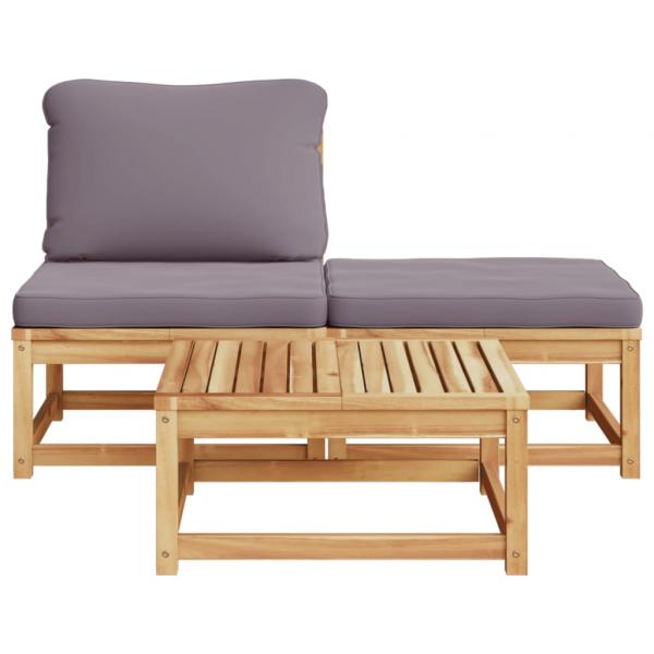 3-tlg. Garten-Lounge-Set mit Kissen Massivholz Akazie