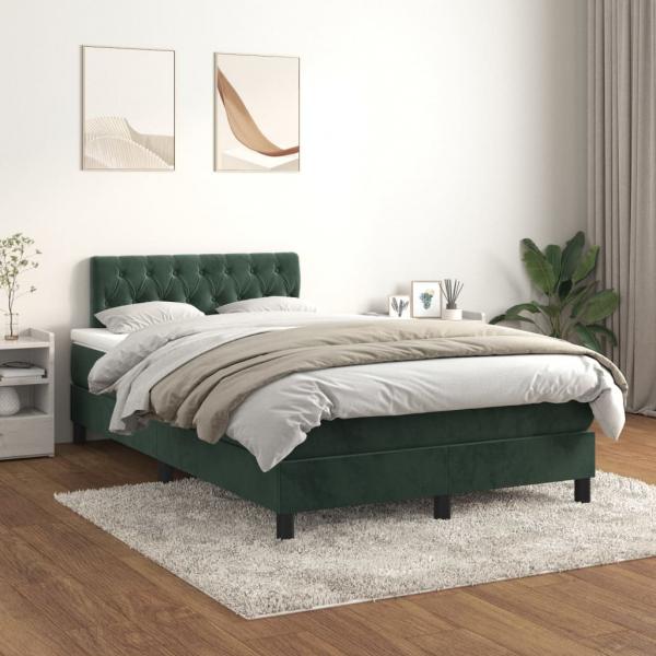 Boxspringbett mit Matratze Dunkelgrün 120x190 cm Samt