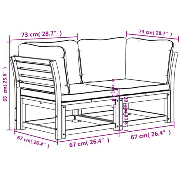 Gartensofa mit Kissen 2-Sitzer Massivholz Akazie