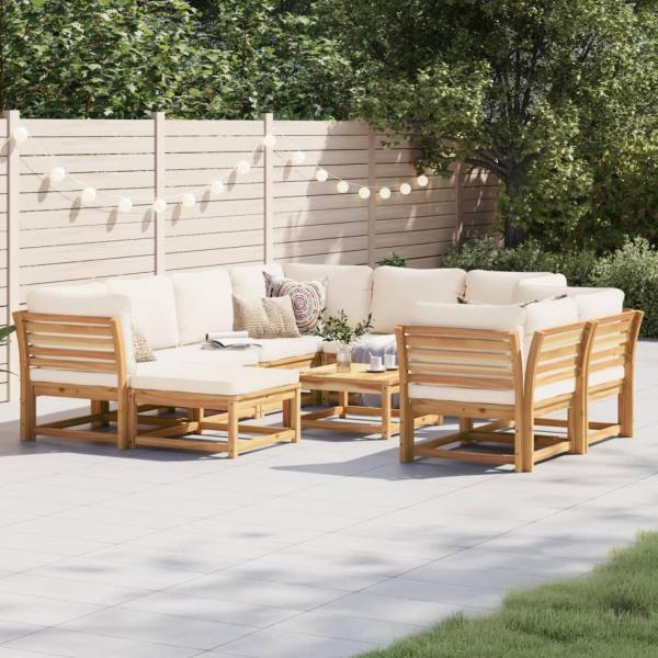 ARDEBO.de - 10-tlg. Garten-Lounge-Set mit Kissen Massivholz Akazie