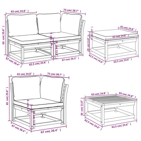 10-tlg. Garten-Lounge-Set mit Kissen Massivholz Akazie