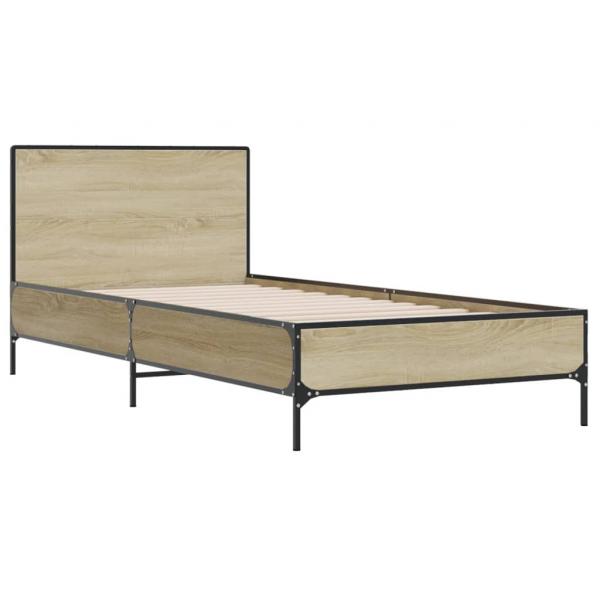 Bettgestell Sonoma-Eiche 90x190 cm Holzwerkstoff und Metall