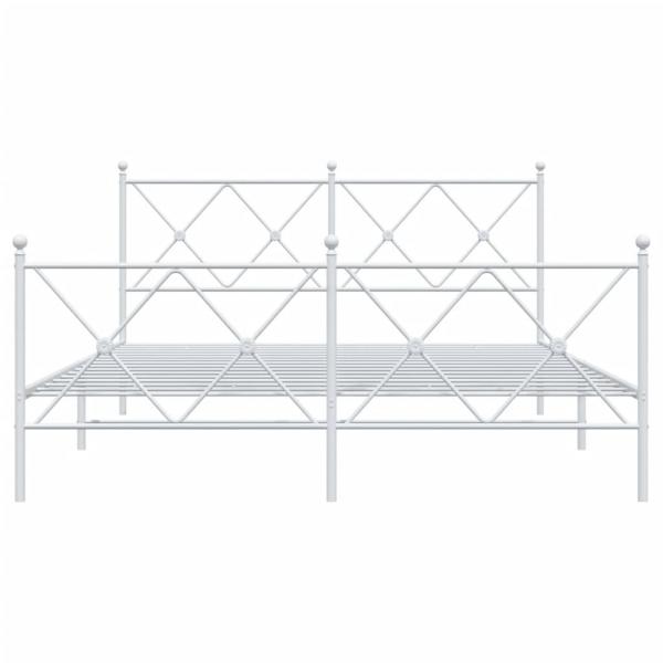 Bettgestell mit Kopf- und Fußteil Metall Weiß 150x200 cm