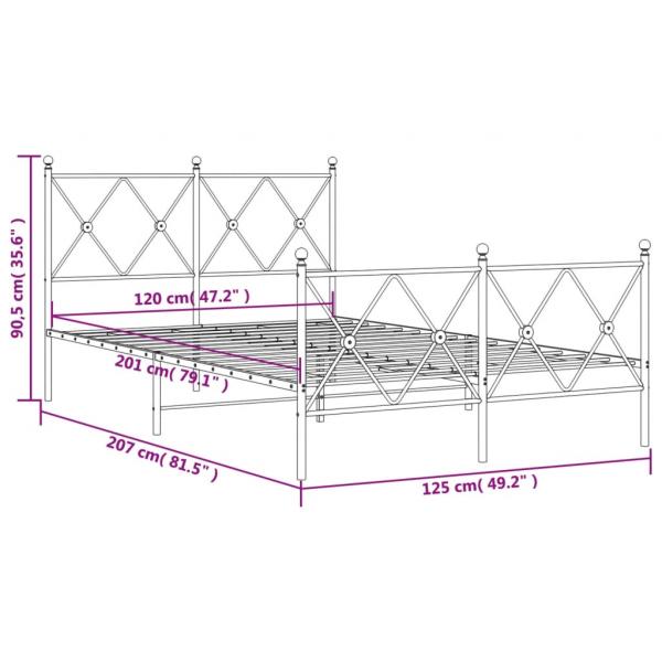 Bettgestell mit Kopf- und Fußteil Metall Weiß 120x200 cm