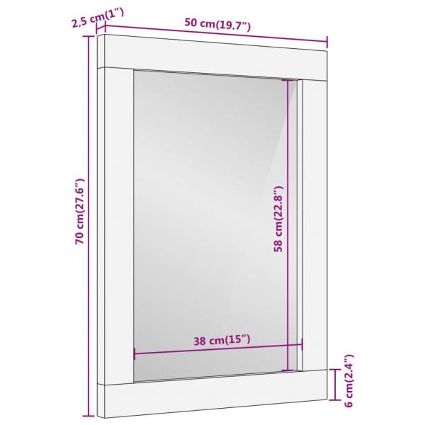 Badspiegel 50x70x2,5 cm Massivholz Mango und Glas