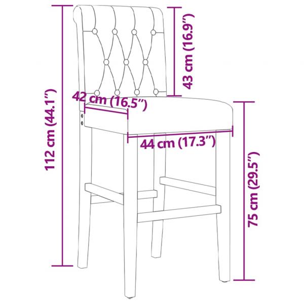 Barstühle 2 Stk. Massivholz Gummibaum und Stoff