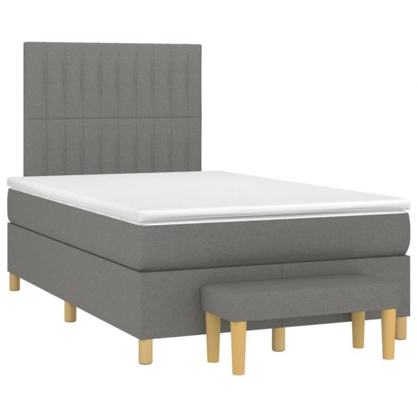 ARDEBO.de - Boxspringbett mit Matratze Dunkelgrau 120x190 cm Stoff