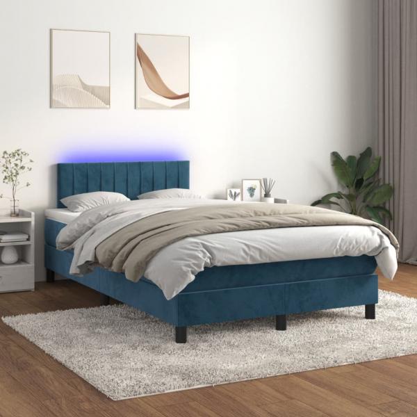 Boxspringbett mit Matratze & LED Dunkelblau 120x190 cm Samt