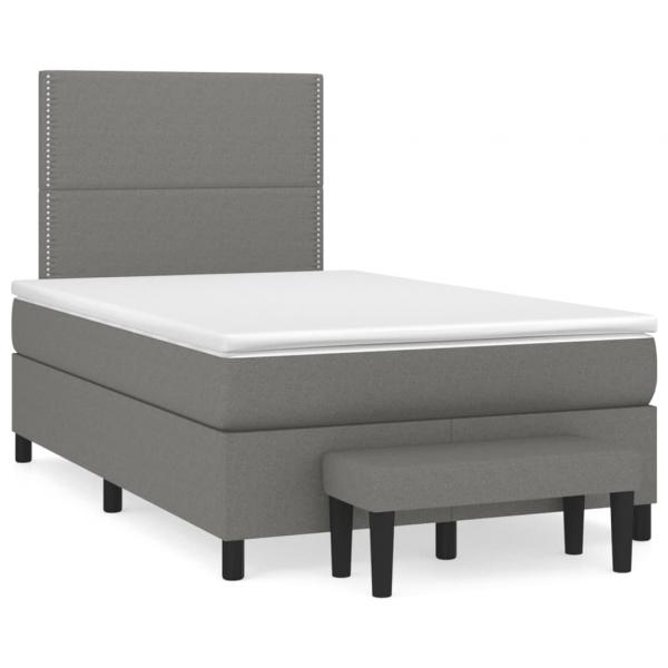 ARDEBO.de - Boxspringbett mit Matratze Dunkelgrau 120x190 cm Stoff