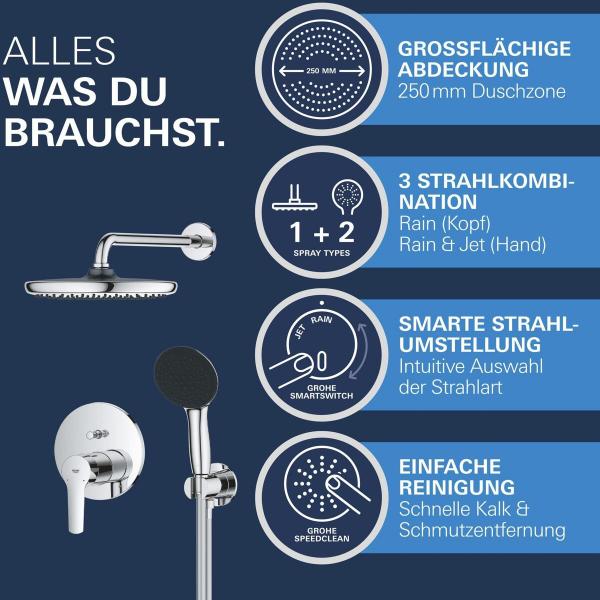 GROHE Start Duschsystem, Qucikfix, Unterputz, mit Vitalio Start 250, chrom (25292000)