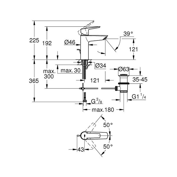 GROHE Start Einhebel Waschtischarmatur, Quickfix, M-Size, mattschwarz (234552432)