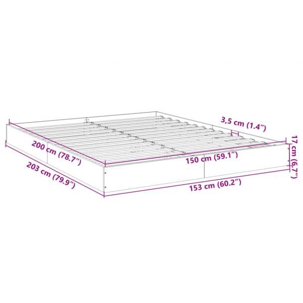 Bettgestell Grau Sonoma 150x200 cm Holzwerkstoff