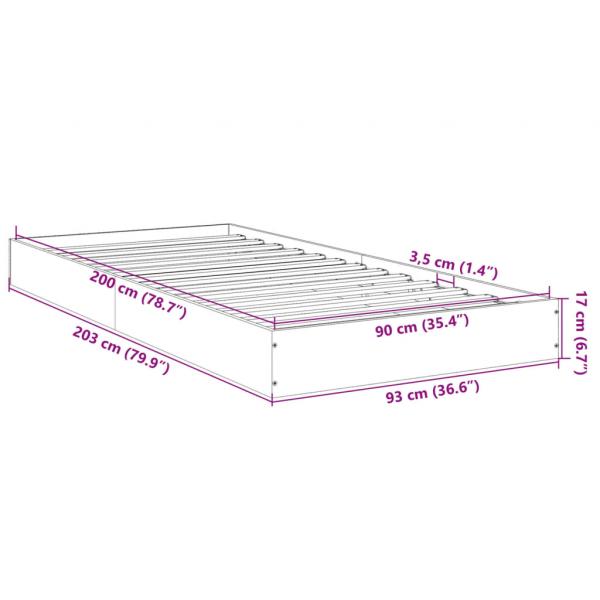 Bettgestell Räuchereiche 90x200 cm Holzwerkstoff